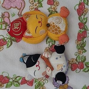Japanese Lucky Cat Key Chain Plush Bundle